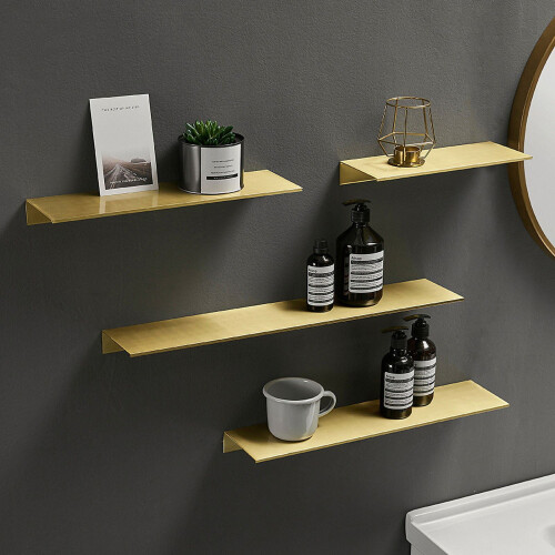 Brushed gold bathroom shelf black white 30-50 cm 1