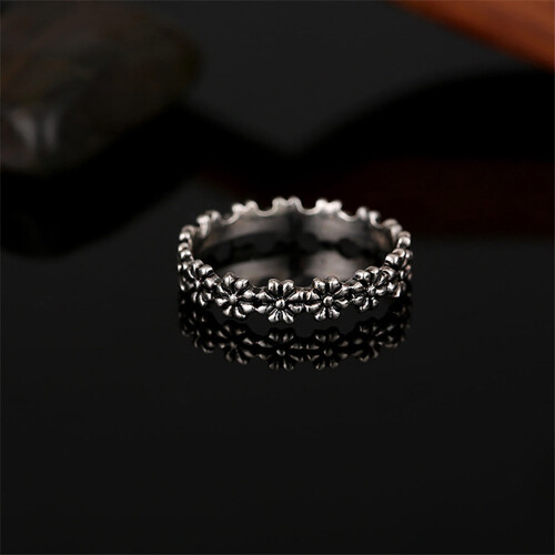 Vintage daisy silver ring small sunflower flower design 2