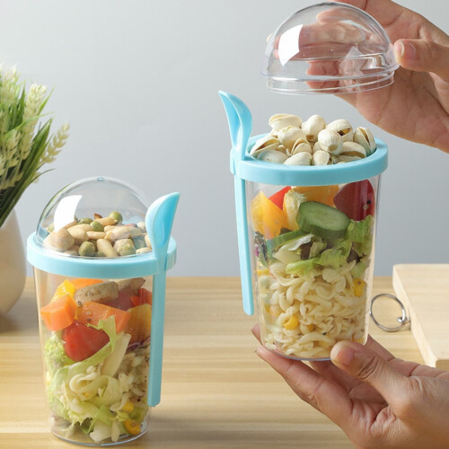 Relocy roze yoghurtbeker met lepel en deksel (1 stuk) 2