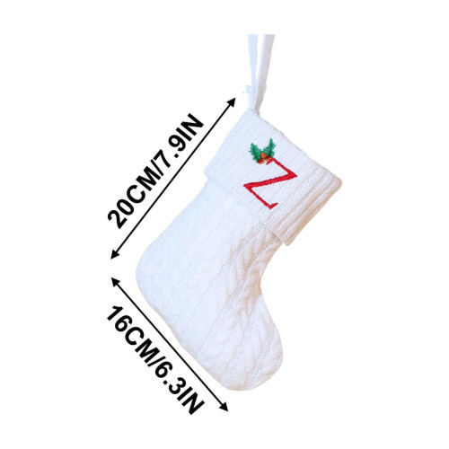 Mini Julstrumpa Vit Initial Broderad 18 cm 1
