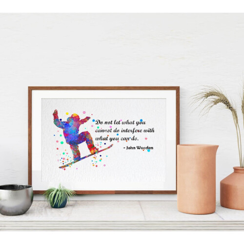 Inspirerende snowboard-kunsttryk akvarel 8x10 2