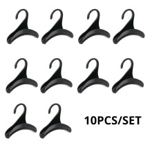 (black) 10pcs Widen Plastics Hanger Connection Hook Stackable Space Saving Storage Multifunctional Bag and Hat Hanging Rack
