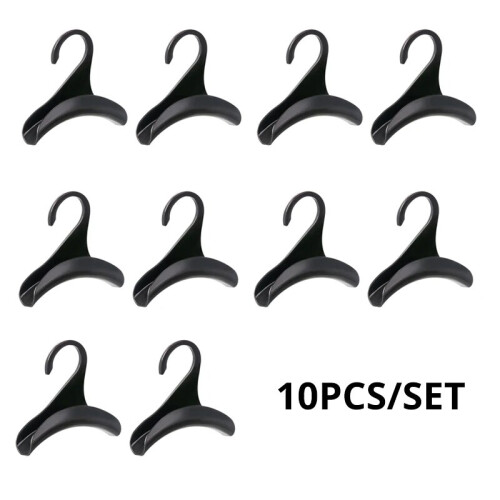 (black) 10pcs Widen Plastics Hanger Connection Hook Stackable Space Saving Storage Multifunctional Bag and Hat Hanging Rack