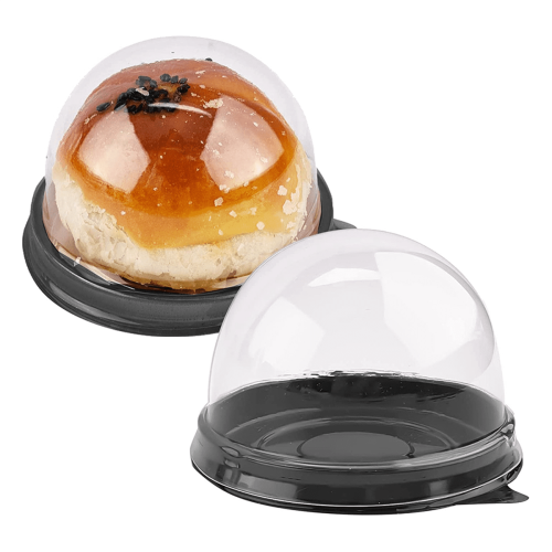 Recipiente mini pentru brioșe, din plastic transparent, cu capace bombate, 100 1
