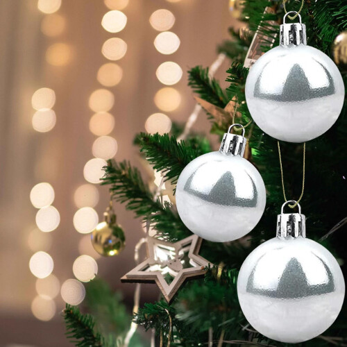 XUNRYAN Sparkling Powder Ball Ornaments Silver 24pcs 2