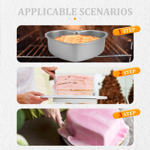 Heart Cake Mold with Removable Bottom 2 pcs 2