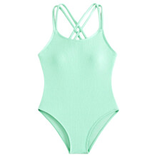 Girls mint green tankini swimsuit with beach party design