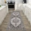 Runner Rug Thin Lightweight 2x5 ft Dark Grey Vintage Floral 4