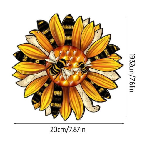 Träplakett med solrosbi 18 cm 2