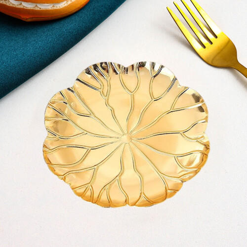 Gold Iron Fruit Plate European Style Lattice Design 2
