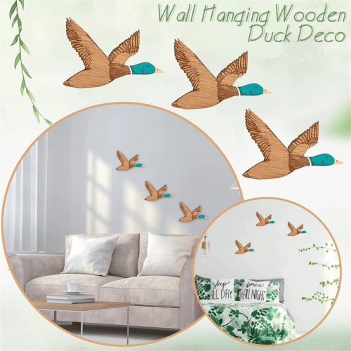 Pato de madera para decoración de pared, estilo rústico de granja, 3 piezas 1