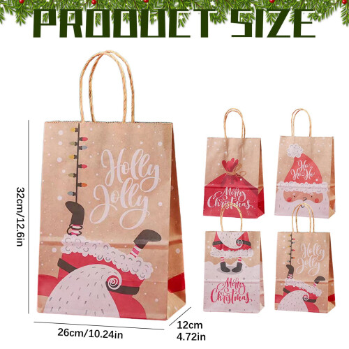 Kerstcadeautasjes van kraftpapier, middelgroot en klein, 1 stuk 2