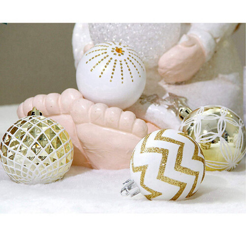 Christmas Balls Gold White 60mm 60PCS Shatterproof 1