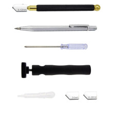 Ensemble de Couteaux Ă Verre, Ensemble de Stylos de Marquage pour Couteaux Ă Verre Remplis D'Huile, TĂŞte de Coupe-Verre Ă Manche Noir