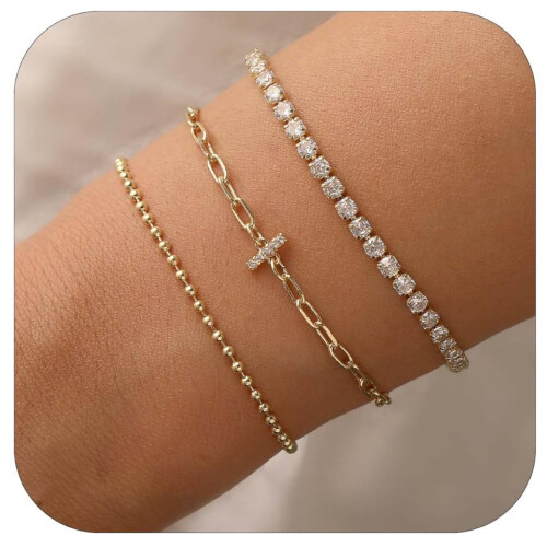 Women's gold beaded multi-layer bracelet 26 letters 1