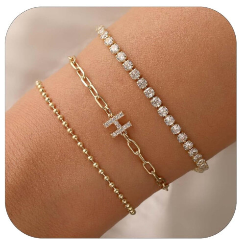 Women's gold beaded multi-layer bracelet 26 letters 2