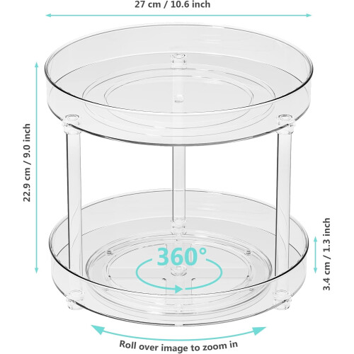 Clear Plastic Lazy Susan Organizer 2-Tier 2