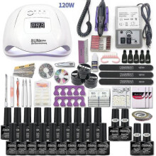 Manicure Set Acrylic Nail Kit with 1208054w Nail Lamp 35000rpm Nail Drill Machine Choose Gel Nail Polish All for Manicure120w-20-2000- Ruikalucky