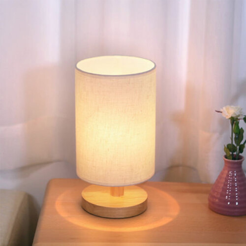Linen Desk Lamp Wooden Touch Control LED 12W 2