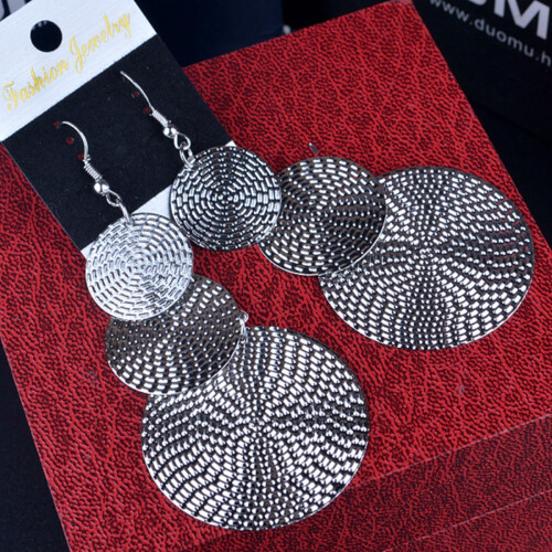 Brincos de disco vintage multicamadas para mulheres 2
