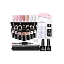 Extension Gel Nail Kit - Nail Enhancement Gel 7 Colors Pink Nude All In One Kit with Nail Lamp