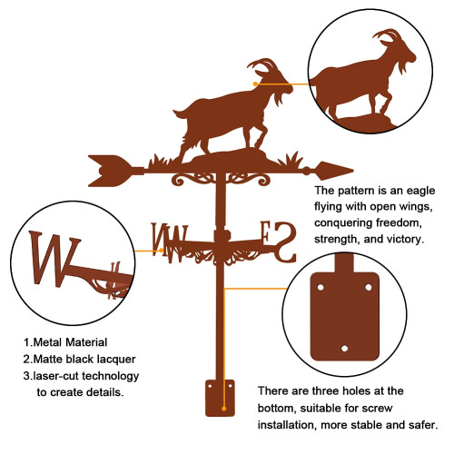 Δείκτης κατεύθυνσης ανέμου από σίδερο Weathervane1Set254x358mm 2