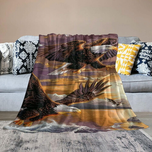 Couverture polaire Eagle blanche, format queen 1