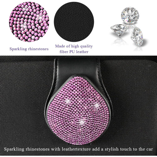 Magnetic Visor Sunglass Holder with Rhinestones Black 2