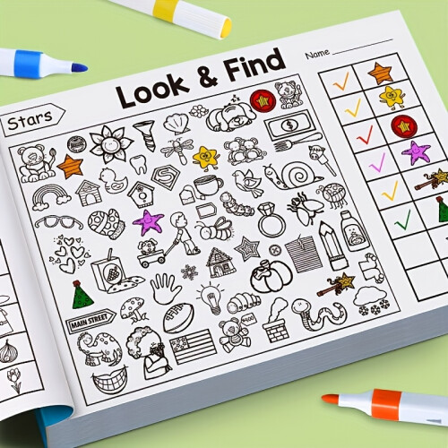 Interactive Hidden Object Book for Kids - Observation and Search Activity Book with Visual Search Exercises 2