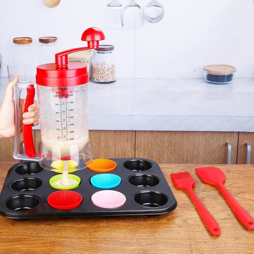 Distributeur de pâte à crêpes avec fonction mélange et dosage 1