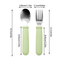 Ensemble fourchette et cuillère sécuritaires avec poignées en silicone de qualité alimentaire (2 pièces)