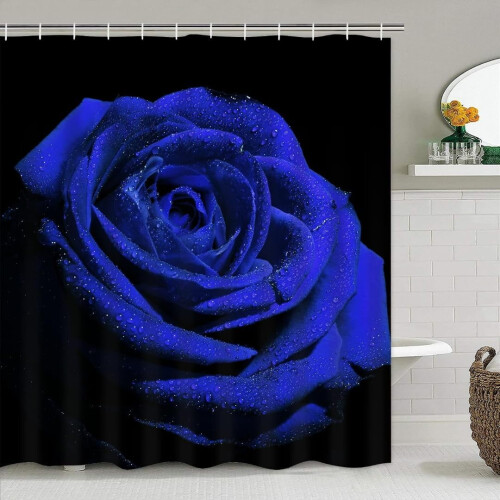 Σετ κουρτινών μπάνιου Royal Blue Rose με χαλιά 4 τεμάχια 1