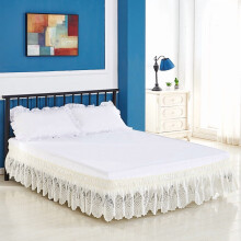 Jupe de lit en dentelle beige, taille Queen, 150 x 198 x 38 cm (59 x 78 x 15 pouces), 1 pièce