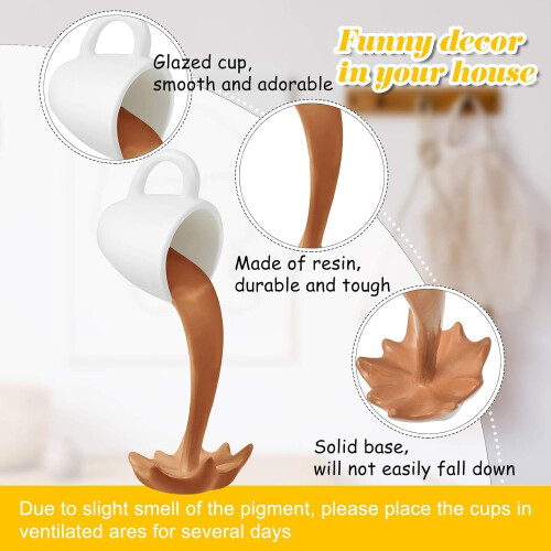 Floating Coffee Cup Sculpture Mini Art Decoration 2 pcs 1