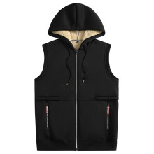 Unisex Fleece Sleeveless Hooded Vest Black XL