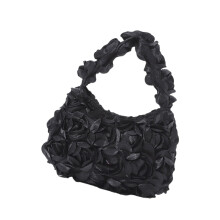 Elegant Women's Evening Bag 3D Rose Floral Sequined Satins Clutches Handbag Purse for Wedding Prom Parties and Banquets