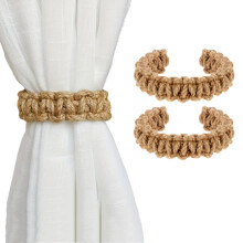 Boho Braided Curtain Tiebacks Rustic Rope Holders 2 Pcs