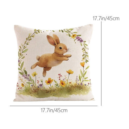 Easter Pillow Cover Linen Peach Fleece Printed with Eggs 2