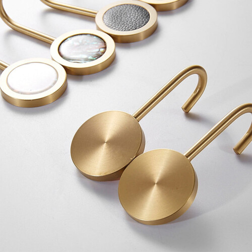 Solid Brass Wall Hook Hole-Free Shining Gold White 1