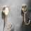 Solid Brass Wall Hook Hole-Free Shining Gold White 3