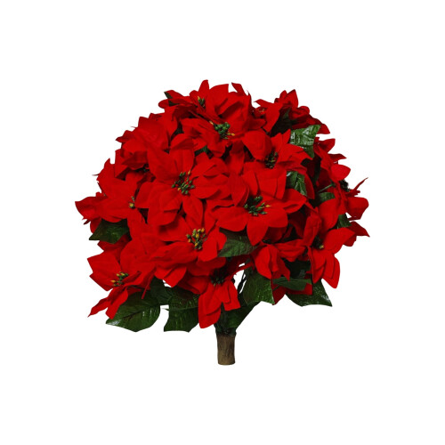 Arbust artificial Poinsettia, material textil roșu, 1 bucată 1
