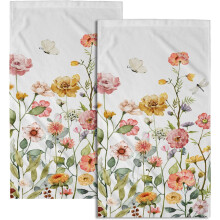 Wildflower Floral Kitchen Towels Soft Absorbent 2 pcs 28x14