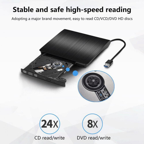Εξωτερική μονάδα CD DVD USB3.0 Φορητή οπτική μονάδα συμβατή με Windows 10/11, Mac, MacBook Pro/Air, iMac, 1