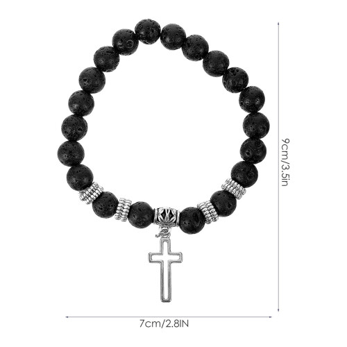 Bracciale da polso da uomo PATKAW con croce e perline 1