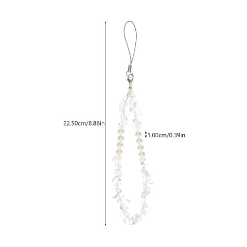 Lanière de téléphone blanche à perles avec dragonne à chaînette (1 pièce) 1