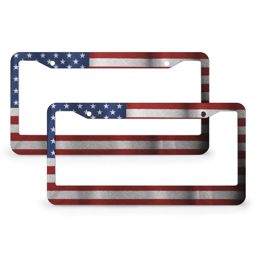 American Flag License Plate Frames Stainless Aluminum 2 Pcs 971050706665