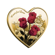 Rose Commemorative Coin Heart-Shaped Plated 52 pcs