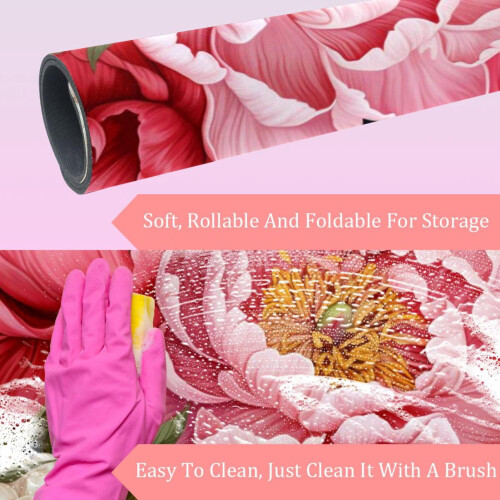Πατάκι μπάνιου με αφρό μνήμης Brilliant Peony 20x31 ιντσών, μαλακό, αντιολισθητικό, γρήγορο 2