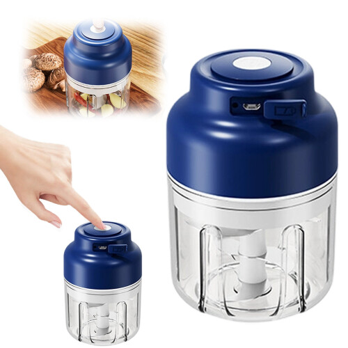 Mini elektrische knoflookhakker blauw 320 ml 1