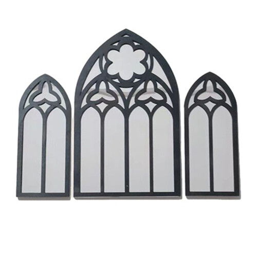 Gothic Cathedral Mirror Set Arched Vintage 3-Piece 1